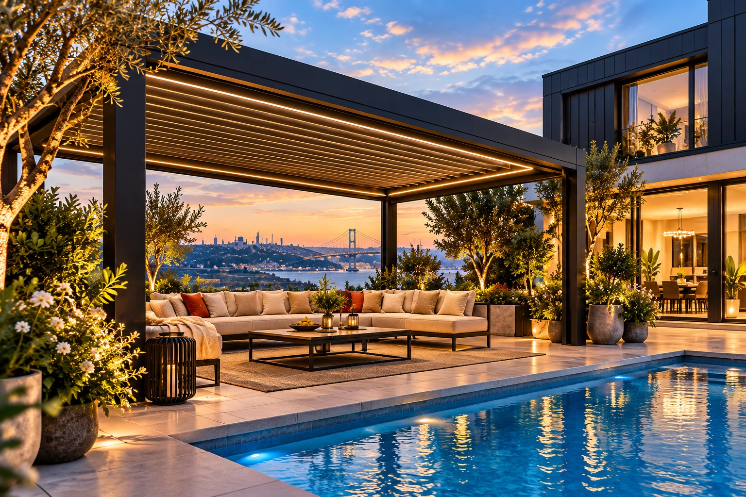 Pergola ve tente tasarım görseli